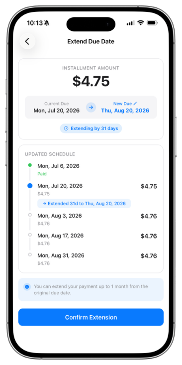 Need more time? Push your payment forward.