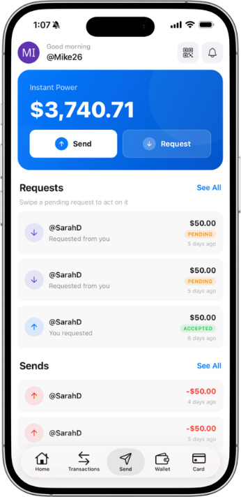 Send and Request Money Instantly